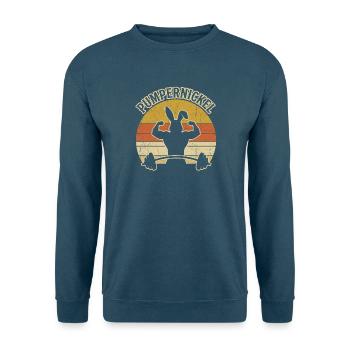 Pumpernickel Bodybuilding Bunny Fitness Gym Wortspi - Unisex Sweatshirt - sea blue - Front - Alina (178cm) & Michal (187cm)