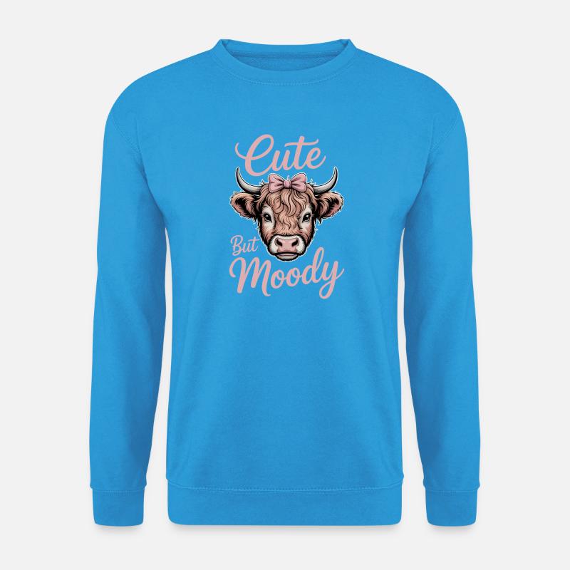Hochlandrind Sprüche Launisch Lustiges Geschenk - Unisex Pullover - Meeresblau