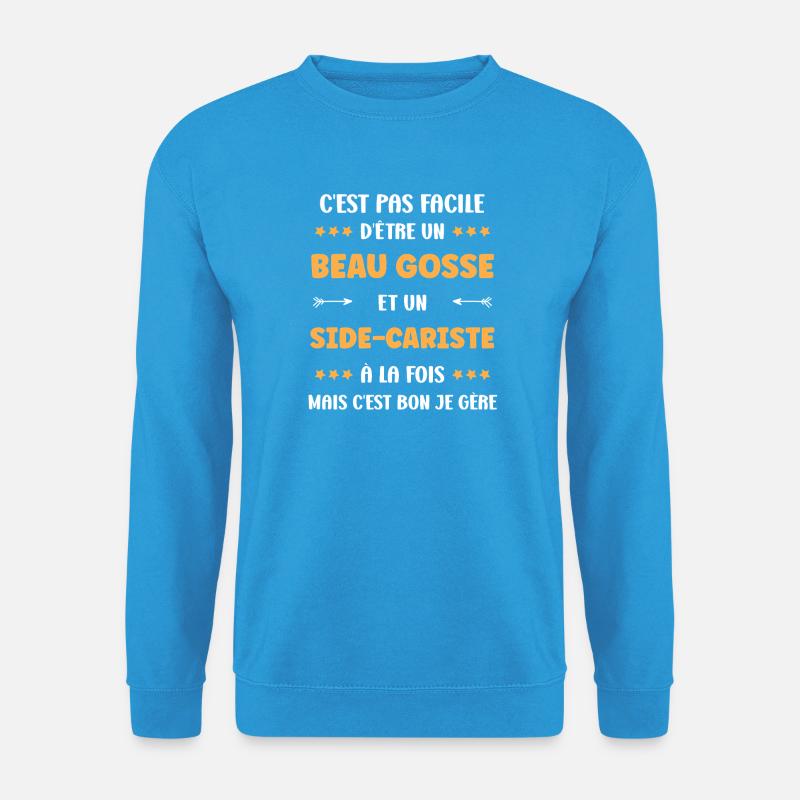 Gutaussehender Typ und Beiwagenfahrer - Unisex Pullover - Meeresblau