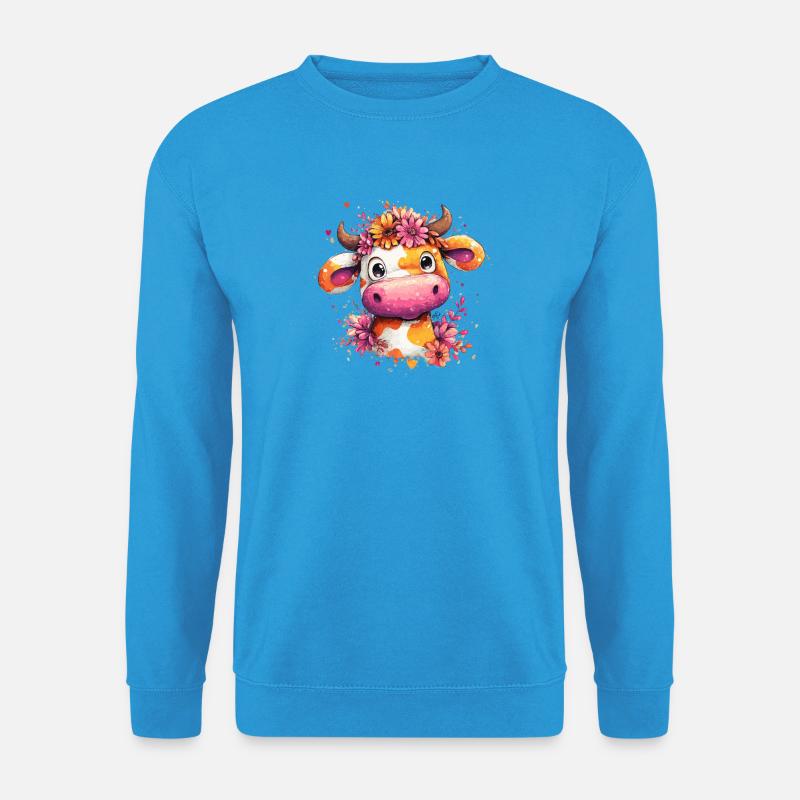 Blütenkuh im Aquarellstil - Unisex Pullover - Meeresblau