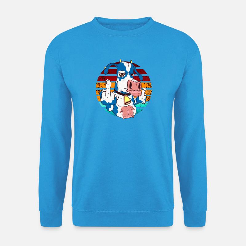 Kuh mit Mittelfinger im Regenbogen - Unisex Pullover - Meeresblau