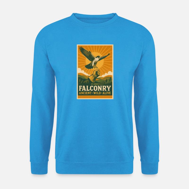 Falknerei: alt, wild, lebendig | Greifvogel - Unisex Pullover - Meeresblau