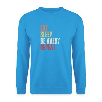 Mange, dors, sois Avery, répète Nom rétro - Sweat-shirt Unisexe - bleu mer - Devant - Alina (178cm) & Michal (187cm)