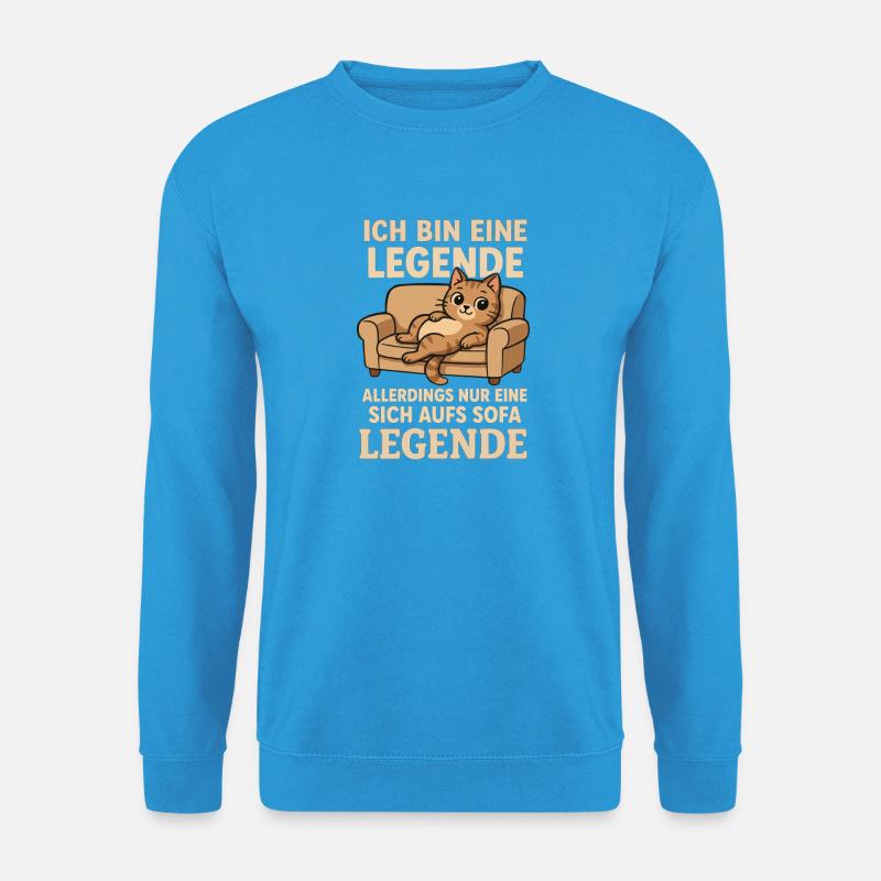 Katze Lustiger Spruch Sofa Legende - Unisex Pullover - Meeresblau