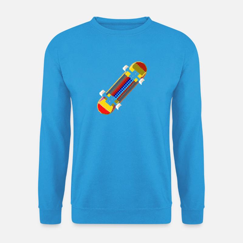Skateboard Pixel Grafik - Unisex Pullover - Meeresblau