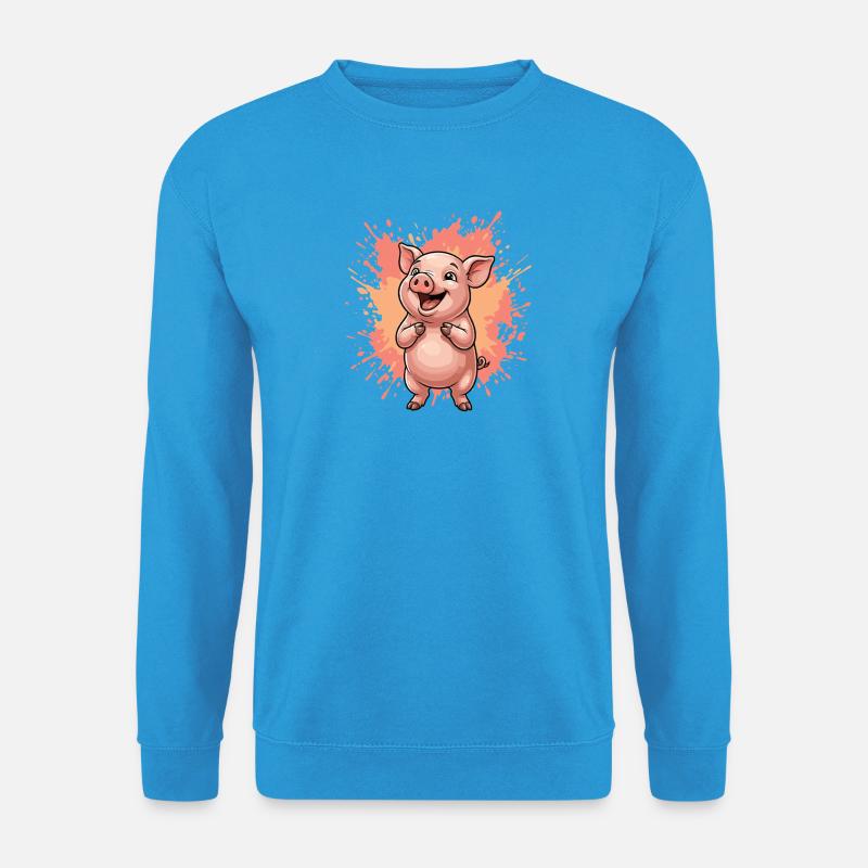 Lachendes Schwein mit Farbsplatter - Unisex Pullover - Meeresblau