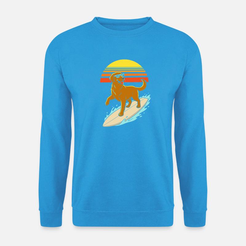 Surferhund mit Brille – Retro-Strandstil - Unisex Pullover - Meeresblau