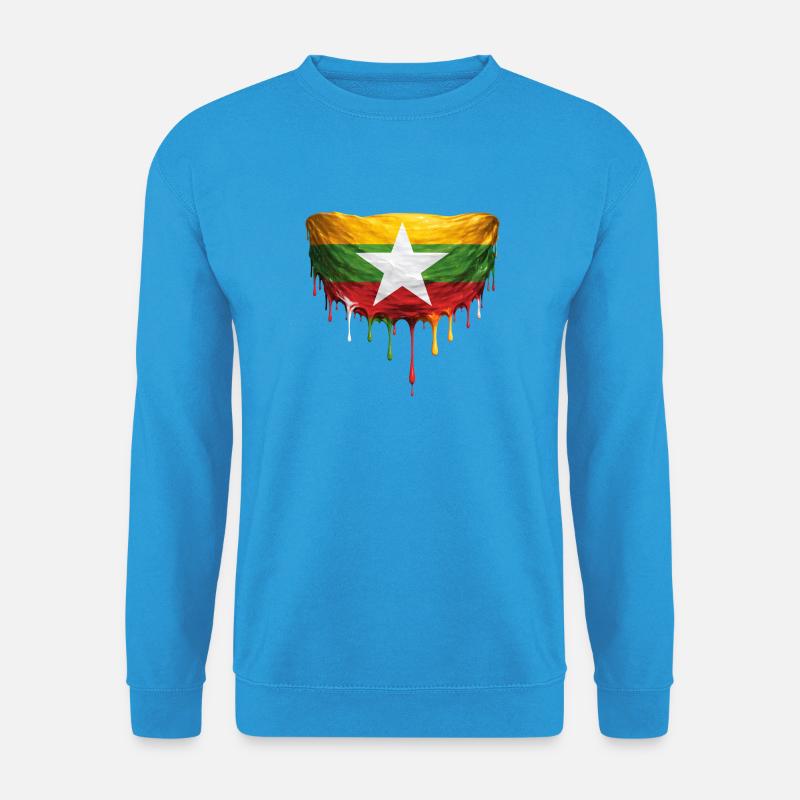 Myanmar Flag Tropfenkunst - Unisex Pullover - Meeresblau