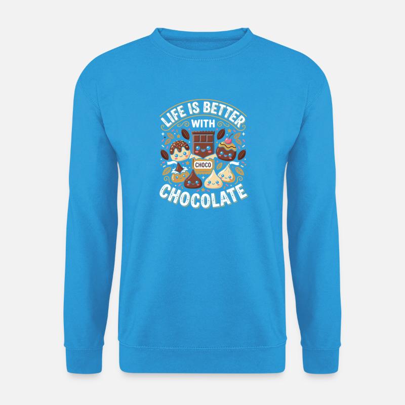 Leben mit Schokolade - Unisex Pullover - Meeresblau