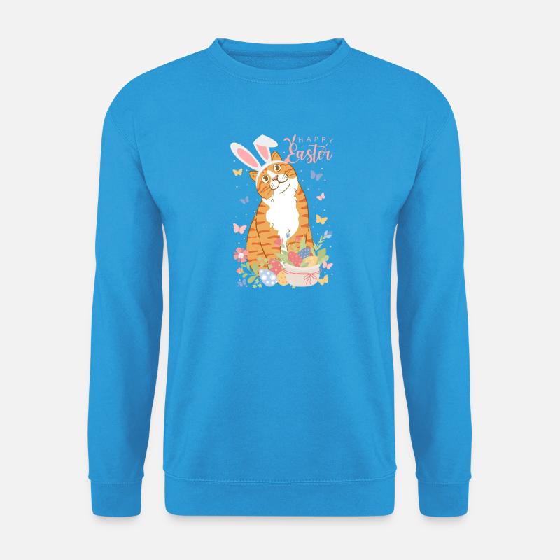 Pastell-Osterhase mit Blumeneiern - Unisex Pullover - Meeresblau