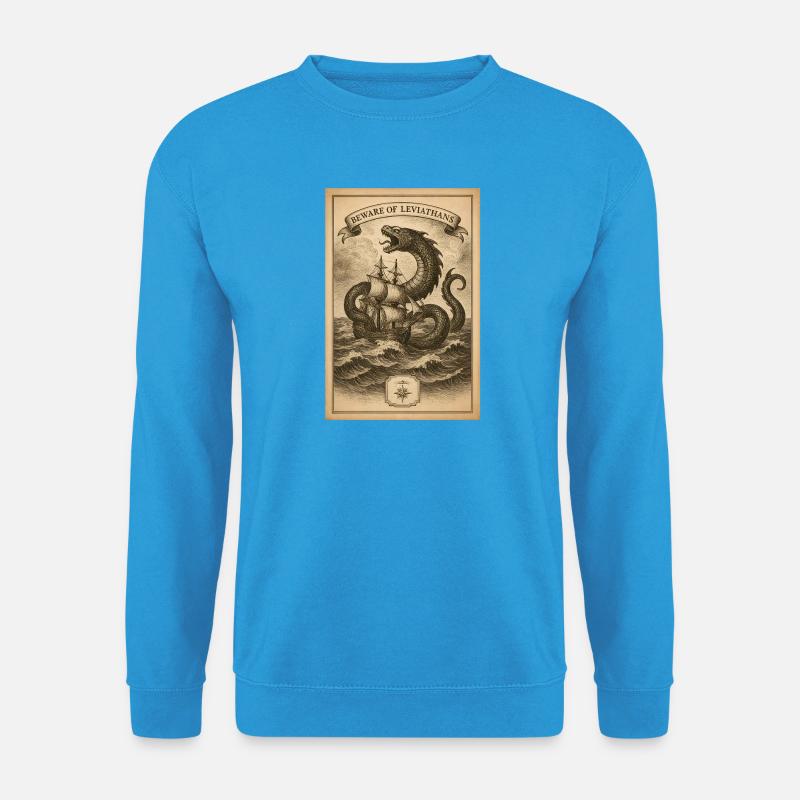 Warnung vor Leviathanen | Nautik Seemonster - Unisex Pullover - Meeresblau