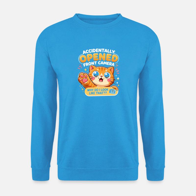 Versehentlich Geöffnete Frontkamera Katze - Unisex Pullover - Meeresblau