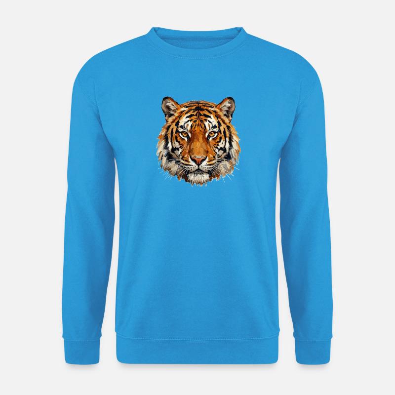 Tigerkopf im Ölfarbenstil - Unisex Pullover - Meeresblau