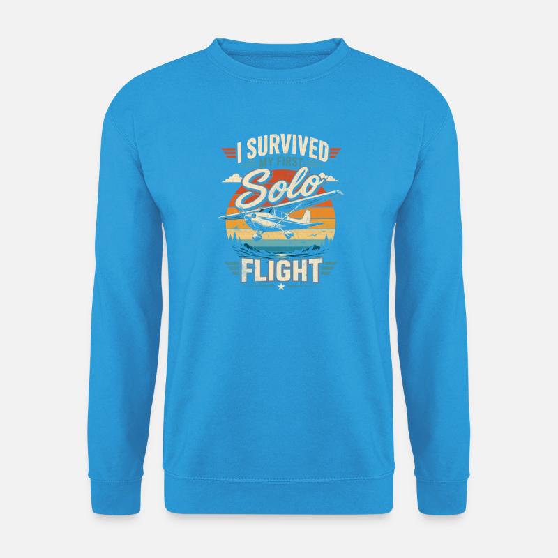 Ich überlebte meinen ersten Soloflug - Unisex Pullover - Meeresblau
