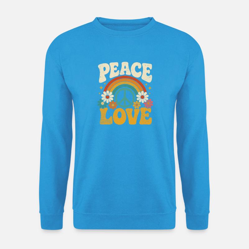 Peace Love Rainbow Hippie - Unisex Pullover - Meeresblau