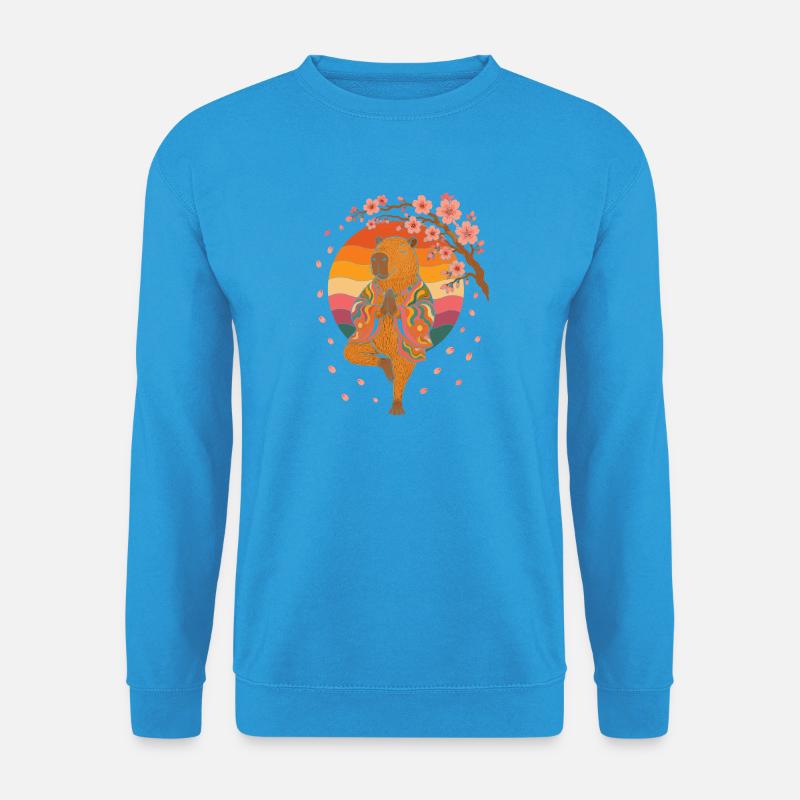 Meditierender Bär im Kirschblüten-Kimono - Unisex Pullover - Meeresblau