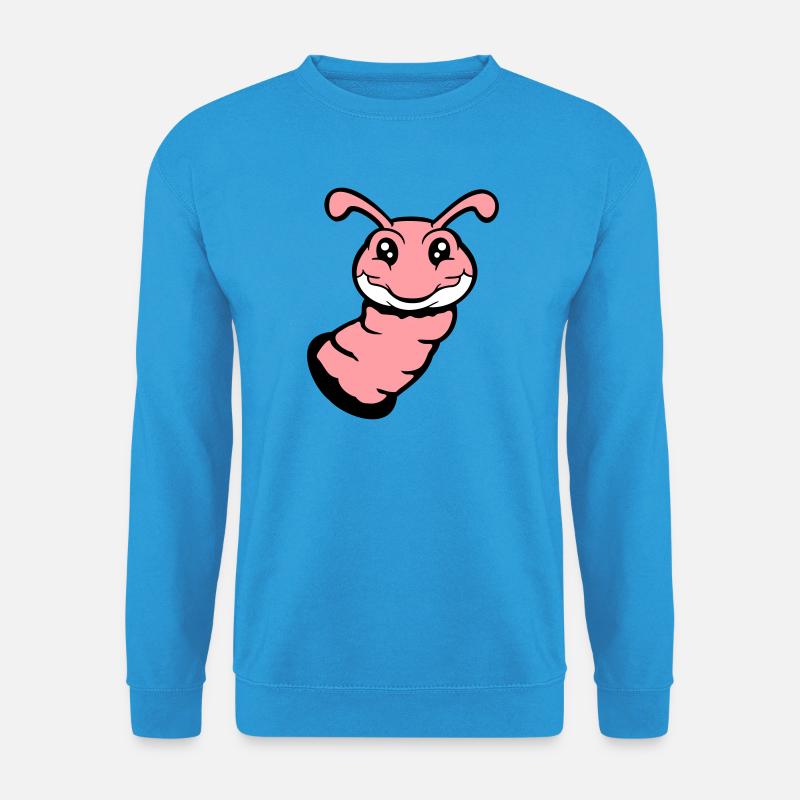 Raupe guckt aus Loch lächelt süß Wurm Comic Spaß - Unisex Pullover - Meeresblau