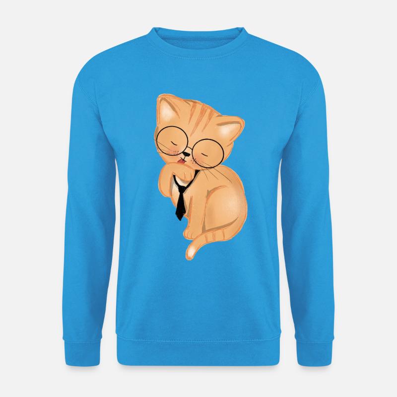 Bürokatze mit Krawatte - Unisex Pullover - Meeresblau