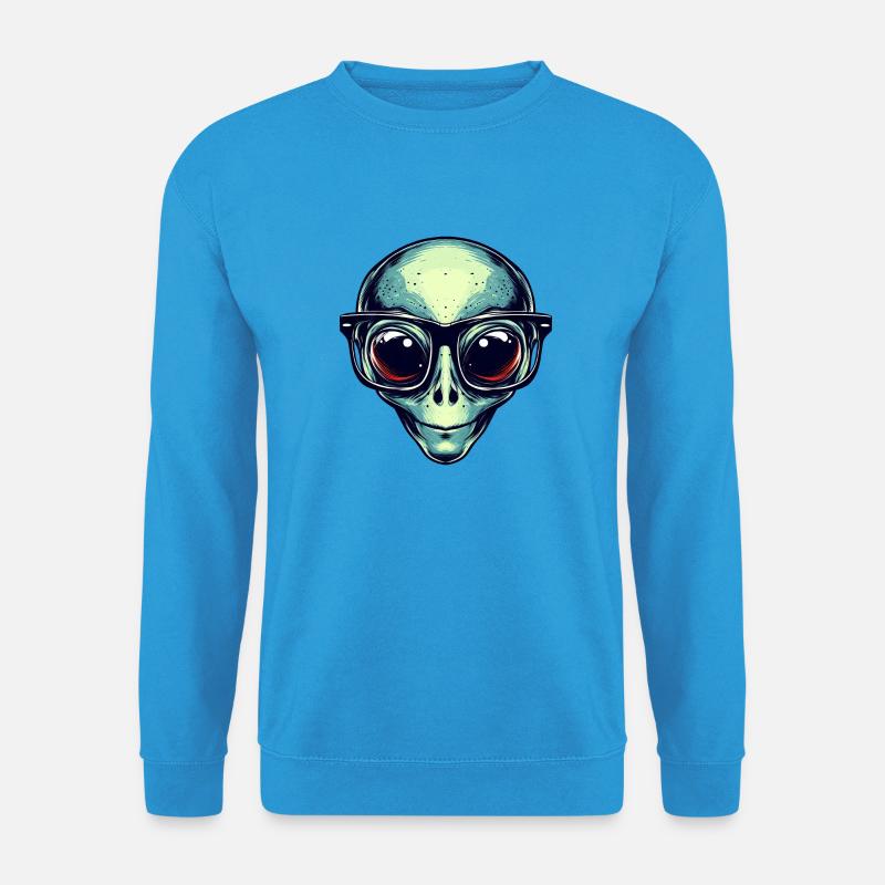 Nerdiges Alien mit Brille - Unisex Pullover - Meeresblau