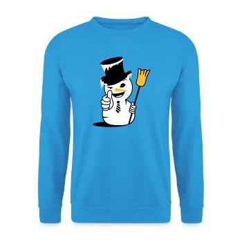 Un bonhomme de neige cool avec le pouce vers le haut - Sweat-shirt Unisexe - bleu mer - Devant - Alina (178cm) & Michal (187cm)