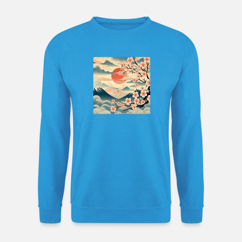 Sonnenaufgang im Ukiyo-e-Stil II - Unisex Pullover - Meeresblau