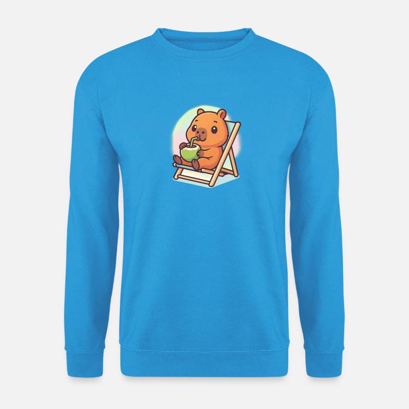 Entspanntes Kawaii-Capybara - Unisex Pullover - Meeresblau