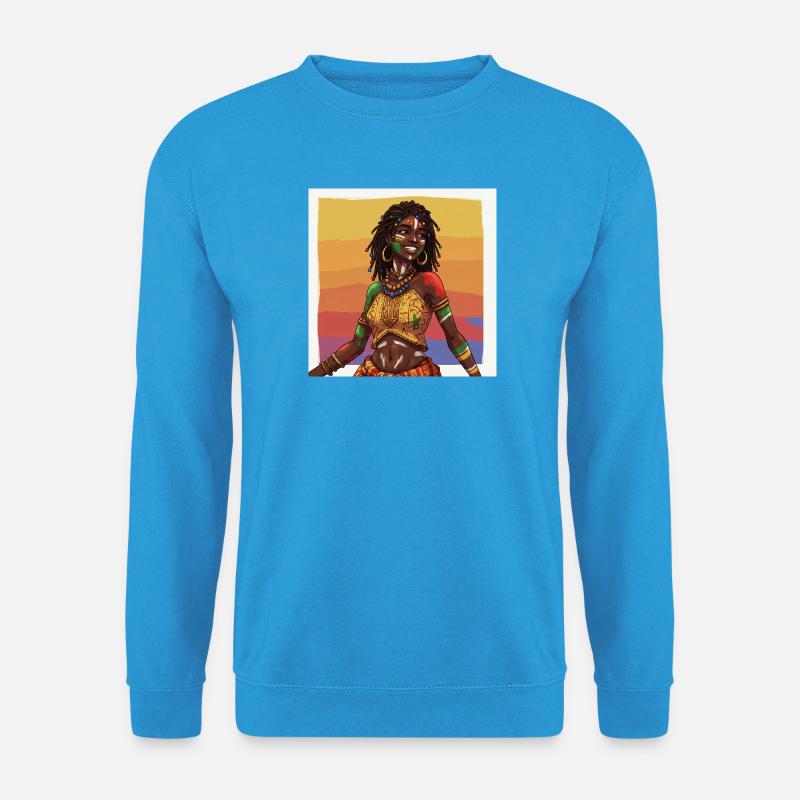 Kulturelles und buntes Afro-Afrika-Mädchen - Unisex Pullover - Meeresblau