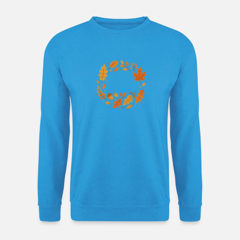 Herbstlaub Wreath Design - Unisex Pullover - Meeresblau