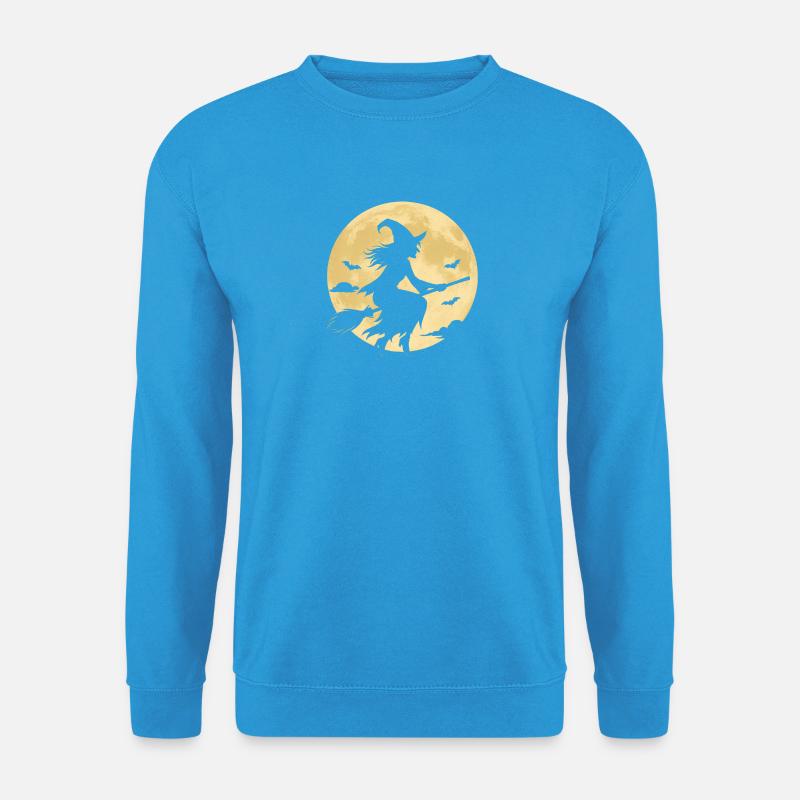 Mondschein Hexe auf Besen - Unisex Pullover - Meeresblau