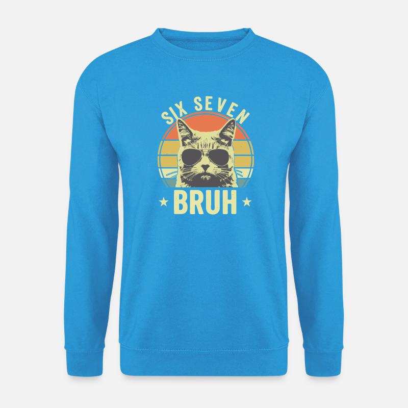 Funny 67 Bruh Cat Meme - Unisex Pullover - Meeresblau