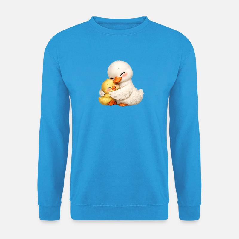 Mutter-Ente kuschelt mit ihrem Baby - Unisex Pullover - Meeresblau