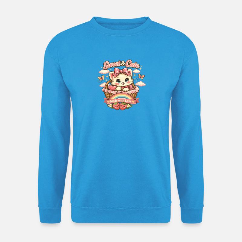 Süßes Kätzchen im Körbchen - Unisex Pullover - Meeresblau