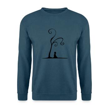Meditation unter Baum - Unisex Pullover - Meeresblau - Vorne - Alina (178cm) & Michal (187cm)