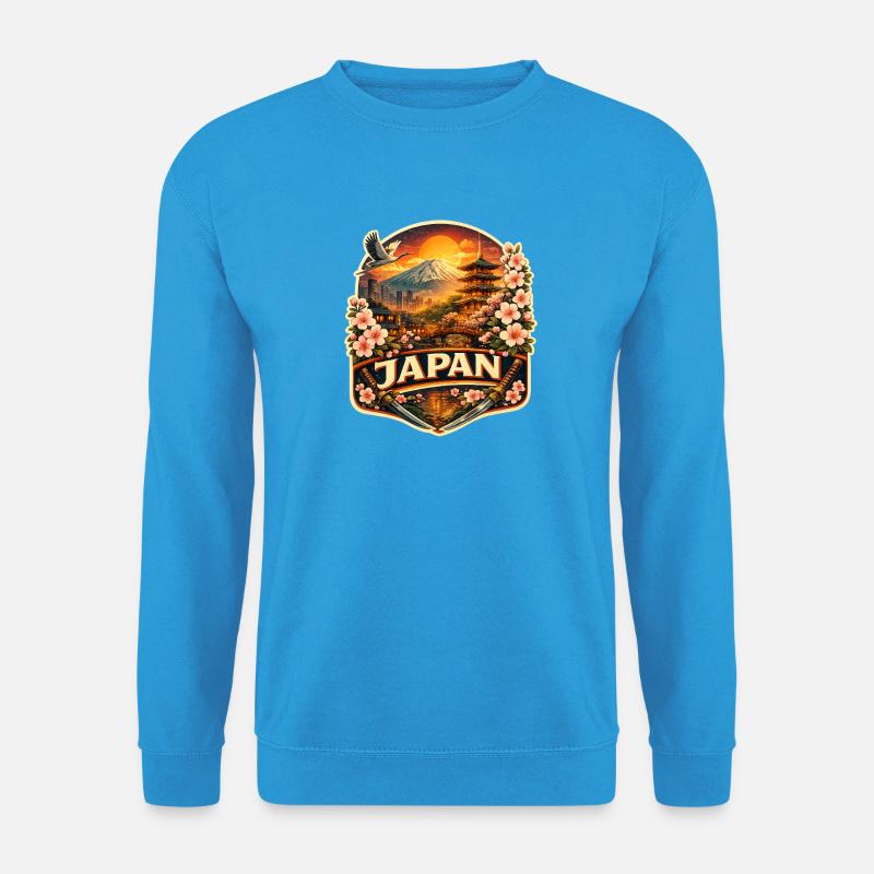 Japan Sunset Lantern Abzeichen - Unisex Pullover - Meeresblau