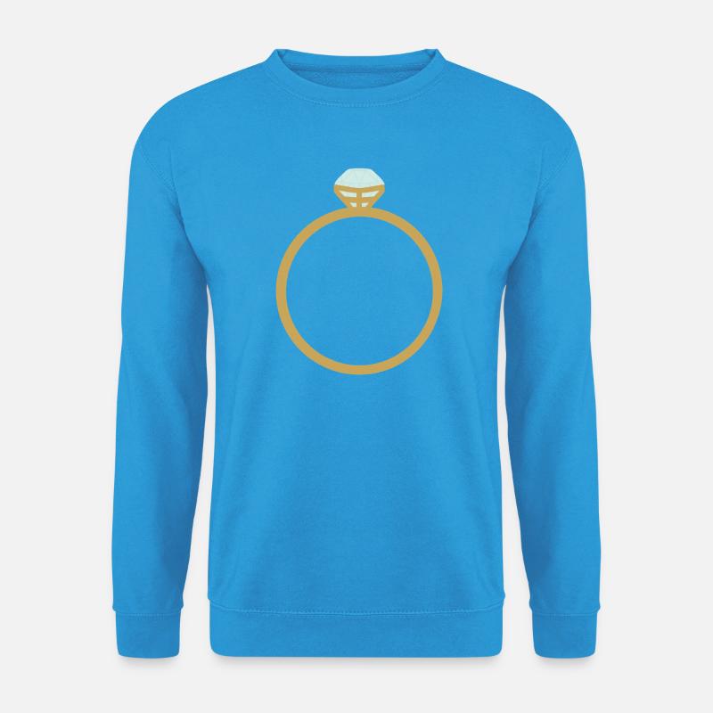 Goldring-Ikone mit Diamant - Unisex Pullover - Meeresblau
