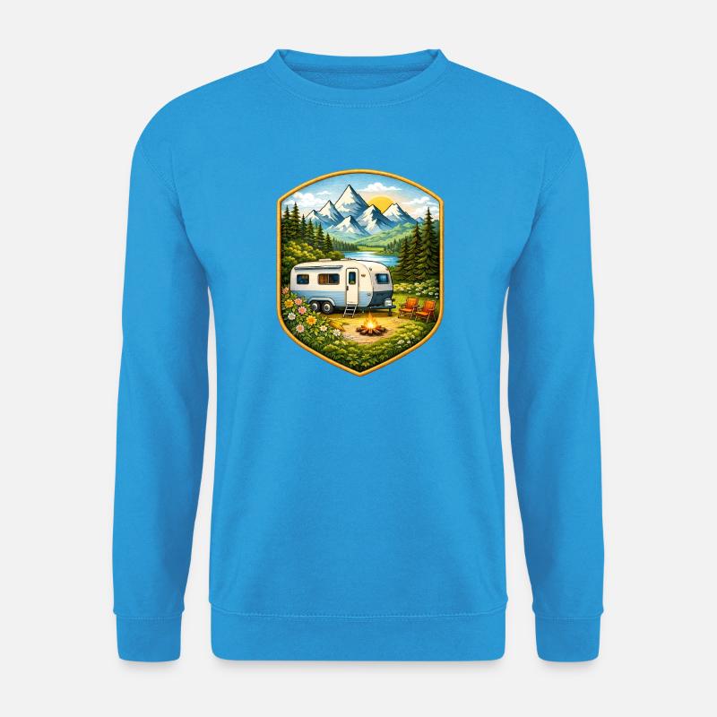 Camping Patch mit Wohnwagen   - Unisex Pullover - Meeresblau