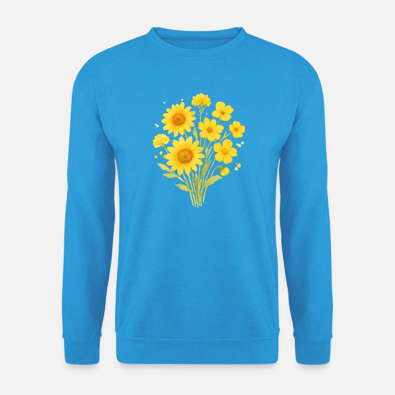 Sonnenblumen Aquarellstrauß - Unisex Pullover - Meeresblau