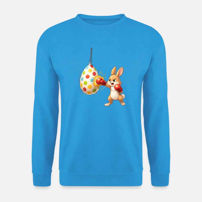 Boxender Osterhase mit Osterei-Boxsack - Unisex Pullover - Meeresblau