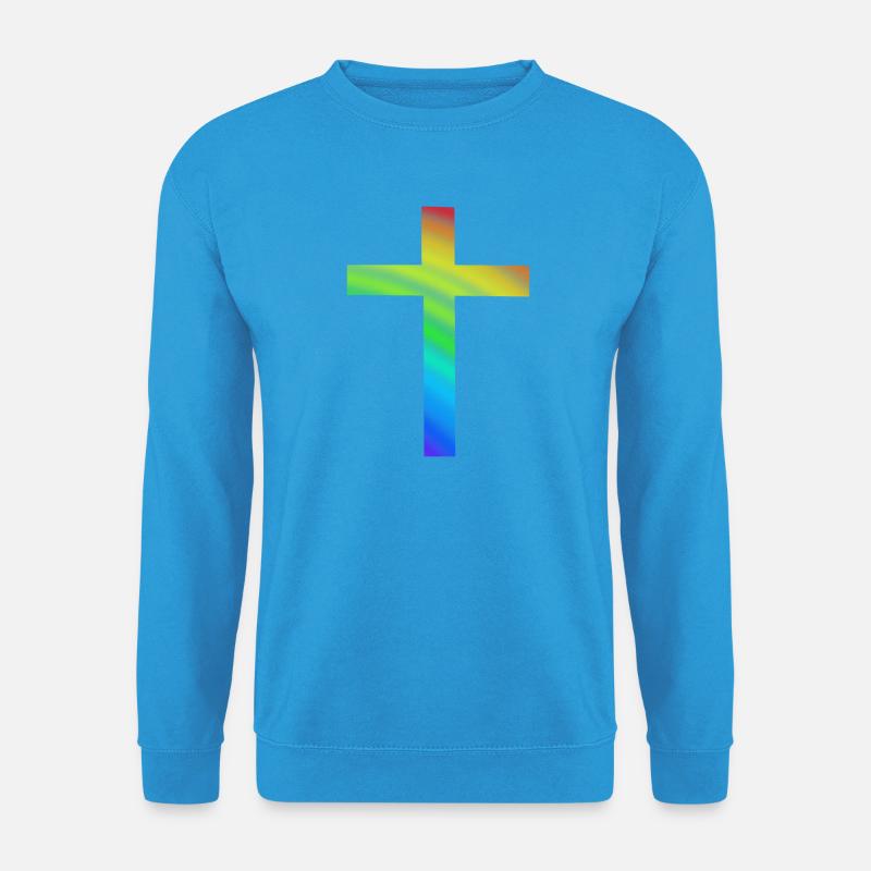 Regenbogen Kreuz Bunt Glaube Religion Geschenk Chr - Unisex Pullover - Meeresblau