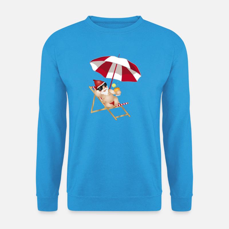 cooler Gartenzwerg im Liegestuhl am Strand - Unisex Pullover - Meeresblau