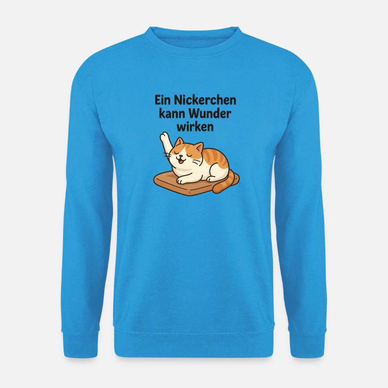 Witziges Kätzchen Nickerchen  - Unisex Pullover - Meeresblau