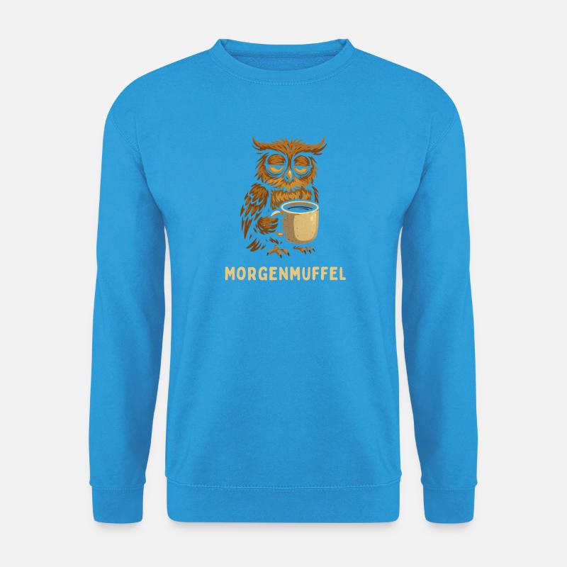 Morgenmuffel-Eule mit Kaffee - Unisex Pullover - Meeresblau