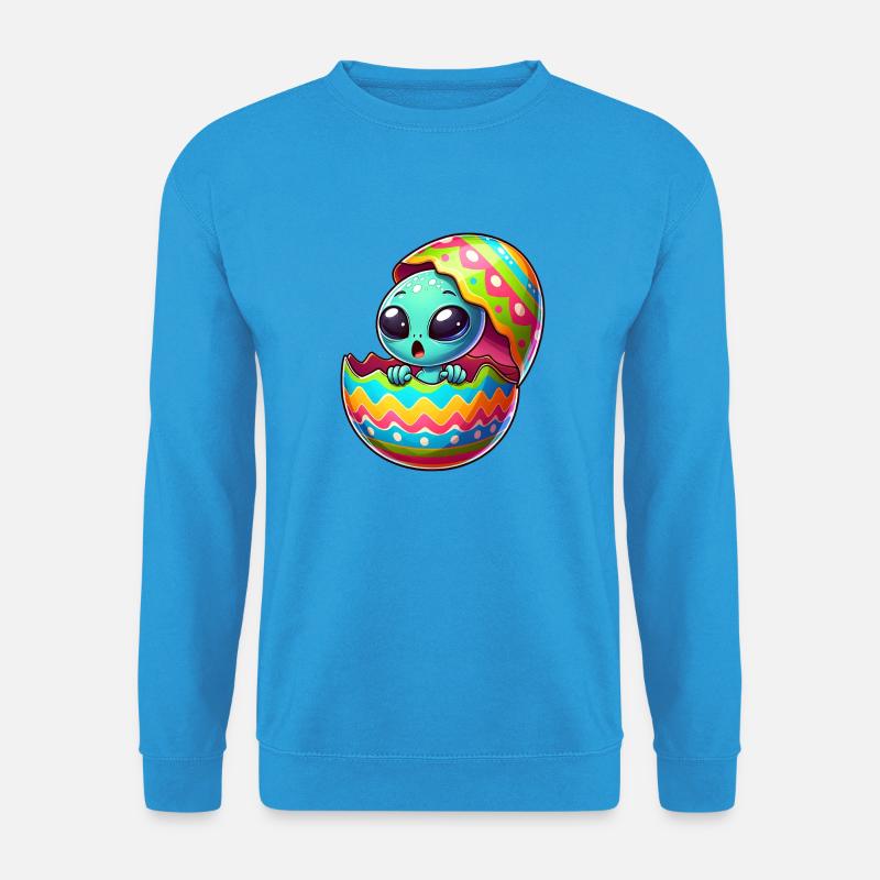 Buntes Alien-Osterei Schlüpf-Design - Unisex Pullover - Meeresblau
