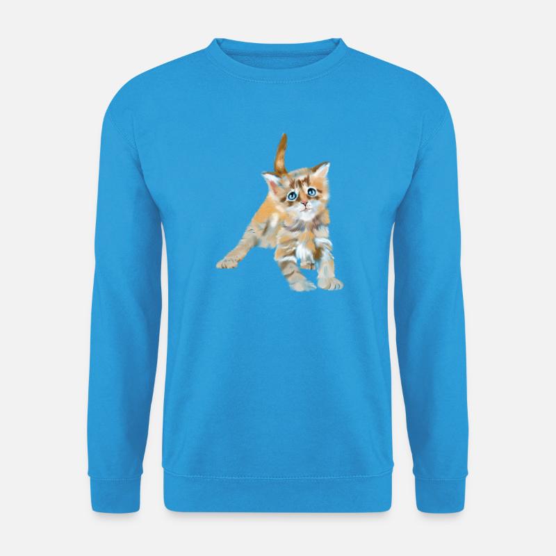 Blauäugiger Aquarellkätzchen - Unisex Pullover - Meeresblau