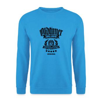 Oldtimer Baujahr 1982 - Unisex Pullover - Meeresblau - Vorne - Alina (178cm) & Michal (187cm)