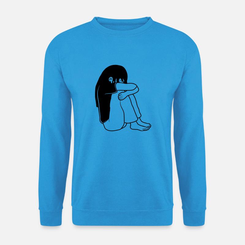 Mädchen Traurig Sitzend - Unisex Pullover - Meeresblau