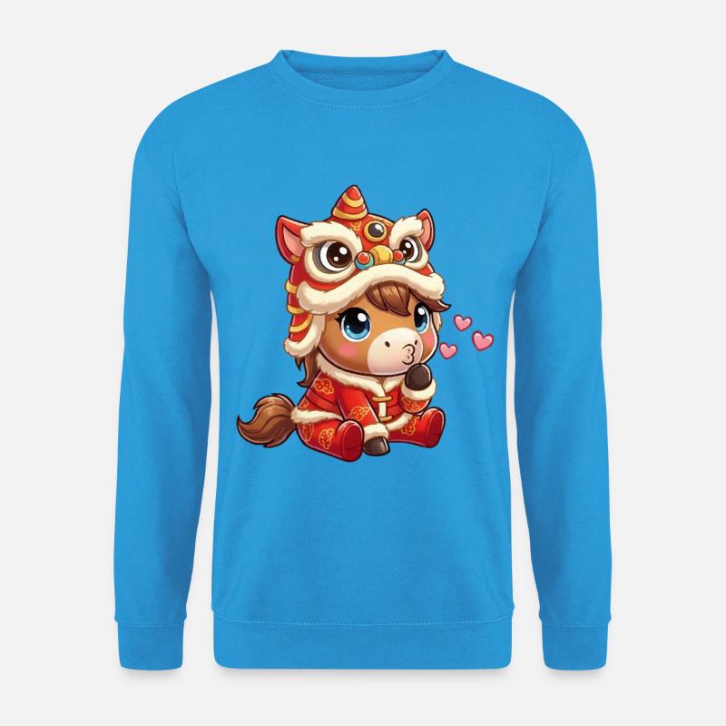 Chinesisches Neujahr Pferd 2026 - Unisex Pullover - Meeresblau