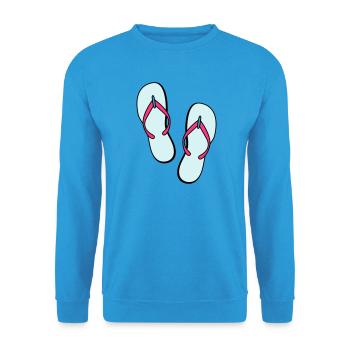 flip flops sommer beach strand party - Unisex Pullover - Meeresblau - Vorne - Alina (178cm) & Michal (187cm)