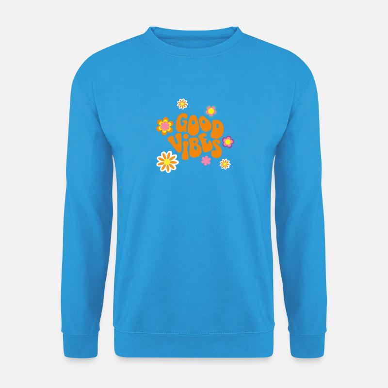 Retro 70er Jahre Flower Power Textdesign - Unisex Pullover - Meeresblau