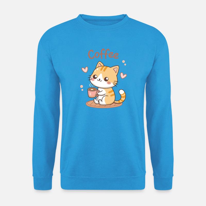 Katzenkaffee Kawaii Latte - Unisex Pullover - Meeresblau